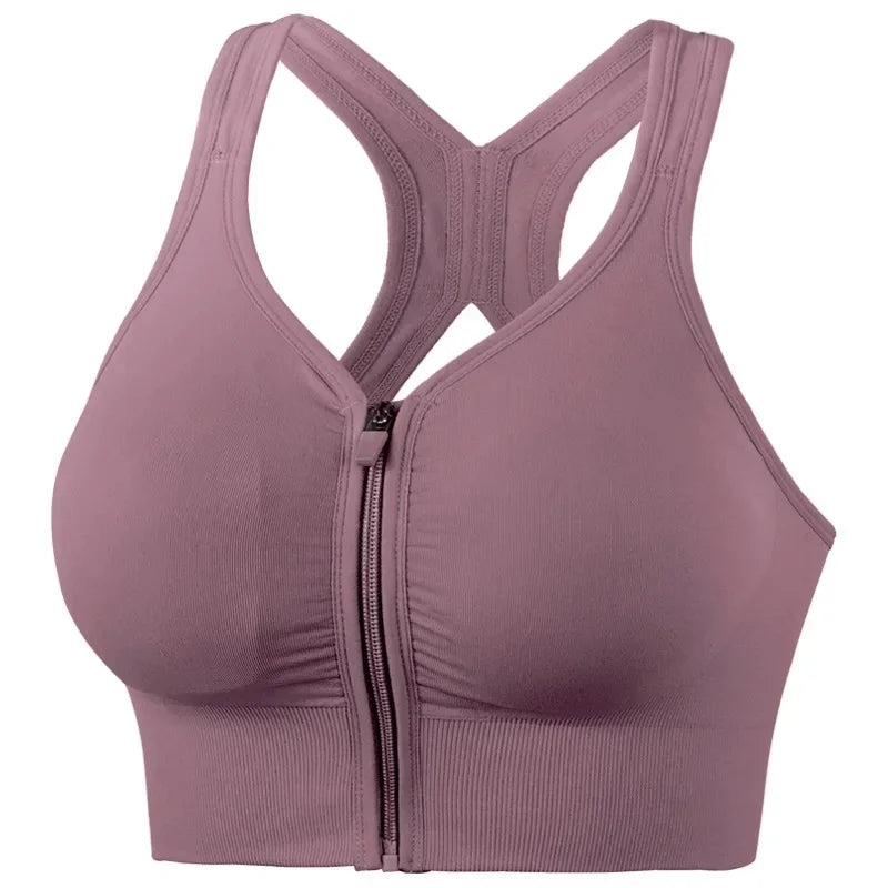 Brassière Sport Femme Zip Frontal – Soutien-Gorge Running Yoga Respirant
