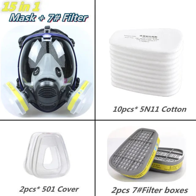 Masque à Gaz Chimique 6800 — Respirateur Anti-poussière et Anti-buée avec Filtres pour Gaz Organiques, Gaz Acides, Ammoniac et Soudure - BLACKBEARD OUTDOOR INDUSTRIES