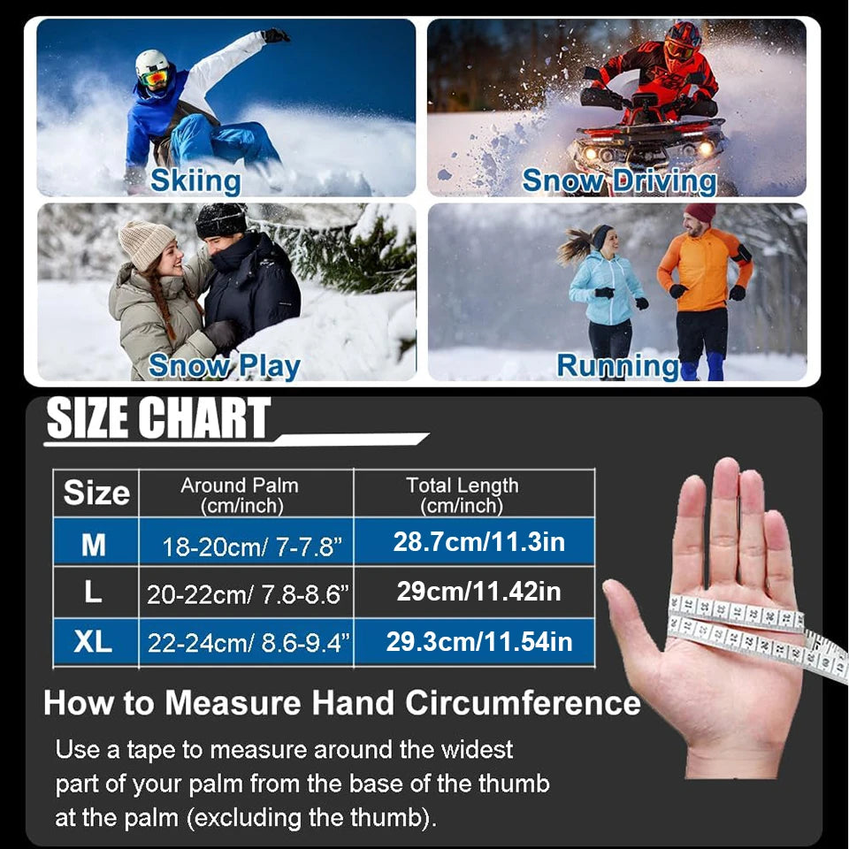 Gants Hiver Chauds GTUBIKE – Vélo Ski Randonnée Tactile Imperméable