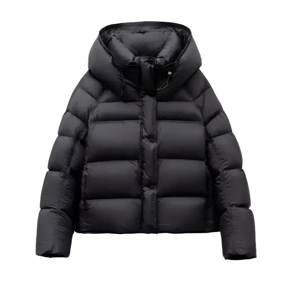 Doudoune femme courte à capuche en coton