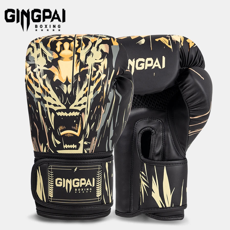 Gants de Boxe Professionnels Noirs Cuir PU – Sanda, Muay Thai, MMA, Sparring | 8 à 16 oz | Homme & Femme - BLACKBEARD OUTDOOR INDUSTRIES