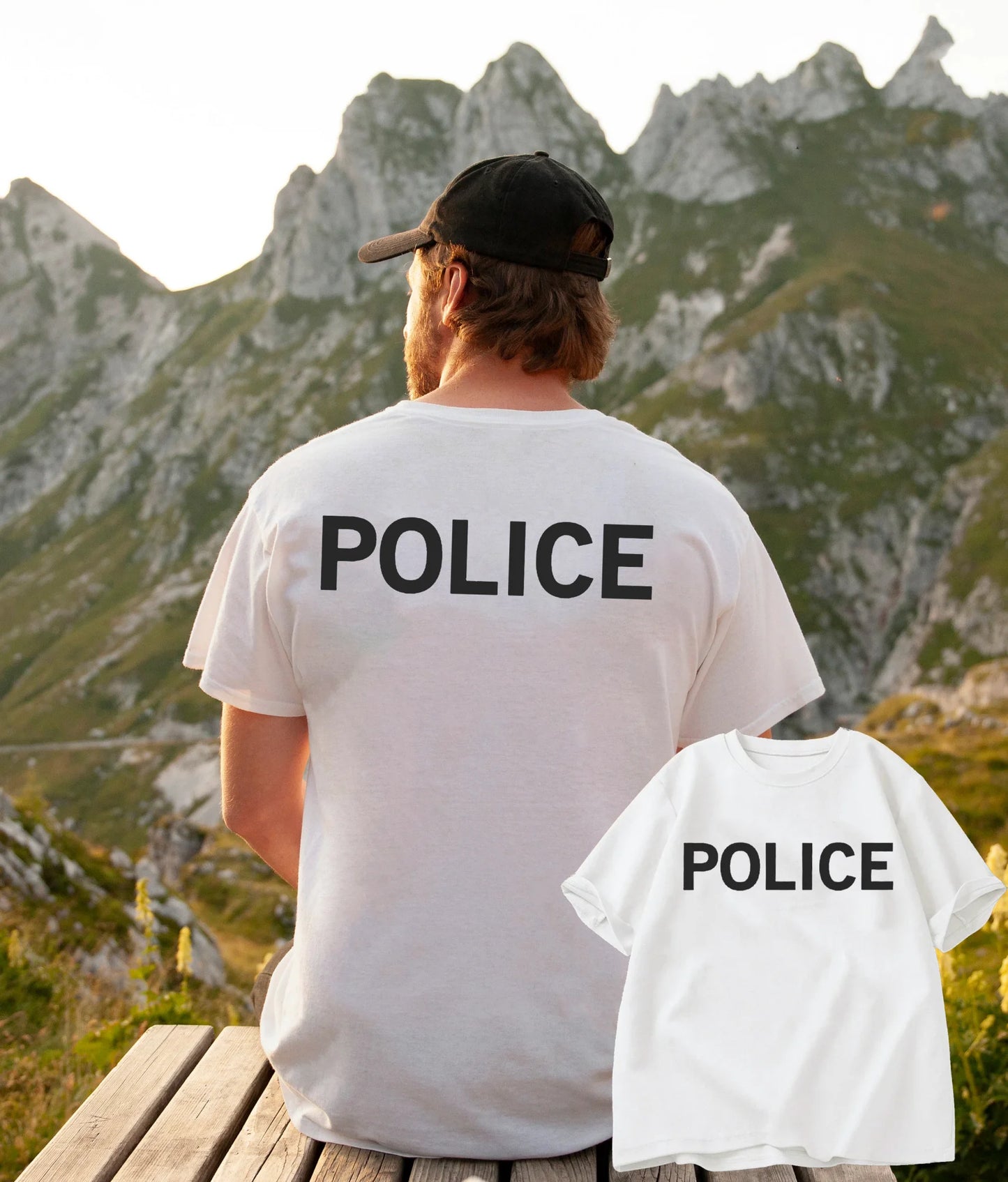 T-Shirt Police Homme Manches Courtes – Col Rond Imprimé Tactique