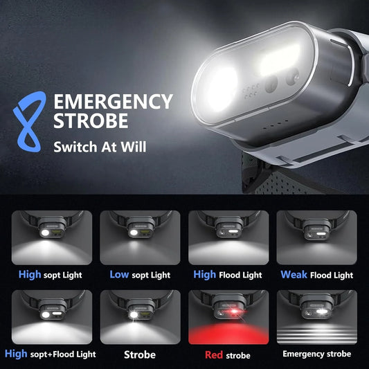 ATUMAN MH1 – Lampe Frontale Rechargeable Intelligente, Capteur de Mouvement, 8 Modes, Imperméable