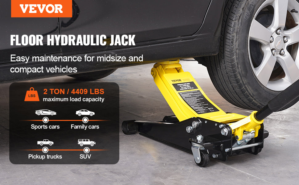 Cric Hydraulique Bas Profil 2 Tonnes VEVOR – Double Pompe à Piston | Lève-Véhicule Haute Performance - BLACKBEARD OUTDOOR INDUSTRIES