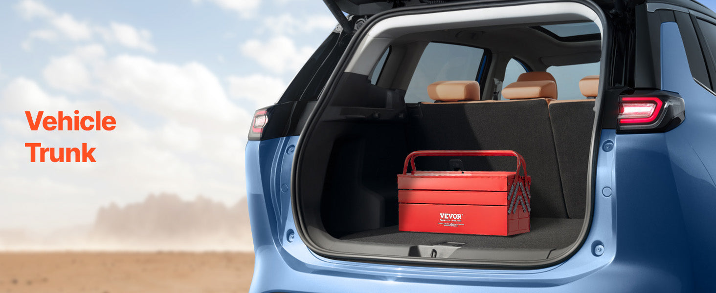 Boîte à Outils Métallique VEVOR 18” – 3 Niveaux / 5 Compartiments | Coffre de Chantier Portable avec Poignée - BLACKBEARD OUTDOOR INDUSTRIES