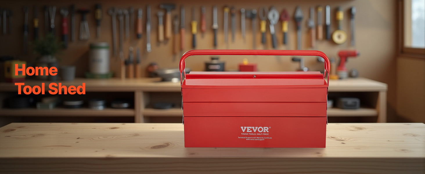 Boîte à Outils Métallique VEVOR 18” – 3 Niveaux / 5 Compartiments | Coffre de Chantier Portable avec Poignée - BLACKBEARD OUTDOOR INDUSTRIES