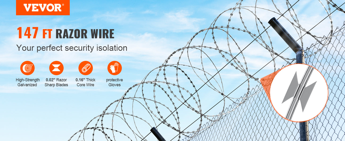 VEVOR Razor Wire – Rouleaux de Fil Barbelé Lames Doubles Spirales Galvanisé pour Clôture et Sécurité Extérieure - BLACKBEARD OUTDOOR INDUSTRIES