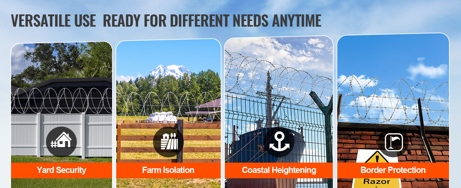 VEVOR Razor Wire – Rouleaux de Fil Barbelé Lames Doubles Spirales Galvanisé pour Clôture et Sécurité Extérieure - BLACKBEARD OUTDOOR INDUSTRIES