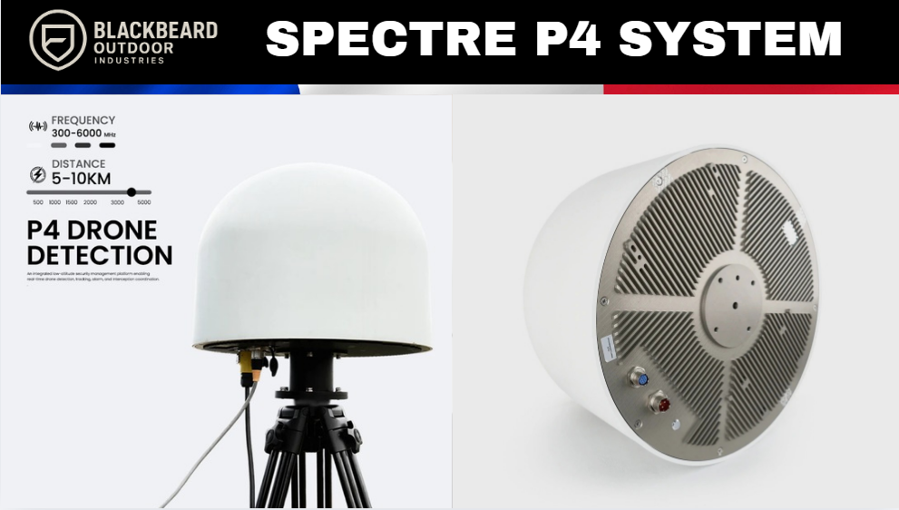 Détecteur anti-drone fixe SPECTRE-P4, analyse RF 30 MHz à 6 GHz